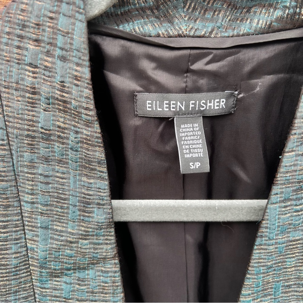 EILEEN FISHER Pine Infinity Jacquard Blazer Shawl Collar 3/4 Sleeve - Picture 4 of 7